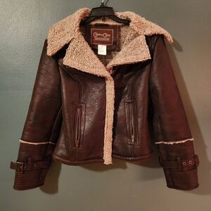 Cripple Creek Ranchwear Faux Leather And Sherpa Lined Cropped Jacket Size S